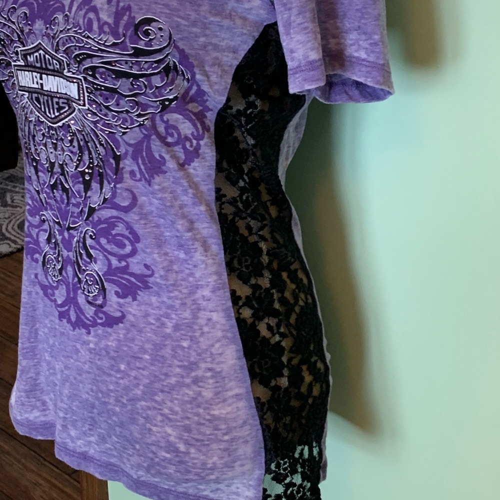 Harley Davidson short sleeve purple size L bling